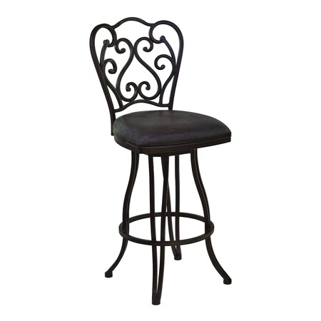 Armen Living Celeste 30" Bar Height Metal Swivel Barstool in Bandero Espresso Fabric and Auburn Bay Finish LCCEBAES30